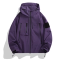 Veste technique imperméable violet foncé avec capuche et cordons de serrage - S / Violet