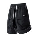 Pantalones cortos cargo negros repelentes al agua con cintura elástica y bolsillos de solapa - M / Negro Atardecer