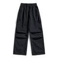 Pantalon cargo noir unisexe pour l'extérieur avec taille élastique et poches latérales - M / Noir Crépuscule