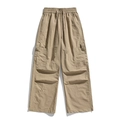 Pantalon cargo kaki pour homme avec taille élastique à cordon et poches latérales - M / Kaki