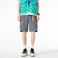 Pantalón corto de exterior urbano gris oscuro para hombre con correa naranja y bolsillos - M / Gris Volcánico