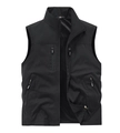 Classic black multi-pocket utility fishing vest with mesh lining and zipper closure - M / Black