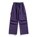 Pantalon cargo violet foncé avec taille élastique à cordon et grandes poches latérales plates - M / Violet Sauvage