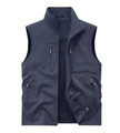 Men's outdoor multi-pocket cargo fishing vest in deep blue with breathable mesh lining - M / Navy Blue