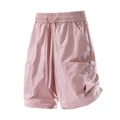 Pantalones cortos cargo rosa para hombre con cintura elástica y bolsillos grandes en fondo blanco - M / Rosa Loto