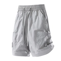 Pantalones cortos cargo hombre verano 2025 en gris claro con cintura elástica y cordón - M / Gris París
