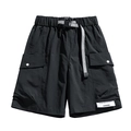 Water-repellent cargo shorts in black with adjustable belt and large utility pockets - M / Dusk Black