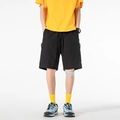 Pantalones cortos cargo negros para hombre con bolsillos grandes y cordón ajustable - M / Negro Atardecer