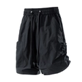 Pantalones cortos cargo negros para hombre con cintura elástica y grandes bolsillos laterales - M / Negro Atardecer