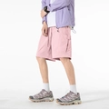 Pantalones cortos cargo rosa con bolsillos laterales y cordón para estilo de hombre - M / Rosa Loto