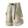 Short cargo kaki déperlant pour homme avec ceinture tactique et poches utilitaires - M / Kaki