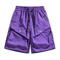 Summer purple water-repellent cargo shorts with adjustable drawstring pockets - M / Wilderness Purple