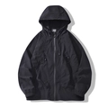 Men's black hooded sun protection jacket with waterproof zippers and tech fabric - Black Jacket Only