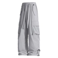 Hellgraue Cargo-Hose für Herren mit elastischem Bund und verstellbarem Kordelzug - M / Vulkangrau