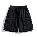 Men's black water-resistant cargo shorts with drawstring waist and large pockets - Black
