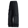 Schwarze Wander-Cargohose für Herren mit elastischem Kordelzug und großen Seitentaschen - M / Abendschwarz