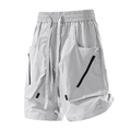 Short cargo gris clair style techwear avec taille élastique et poches zippées - M / Gris