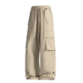 Herren-Cargo-Hose aus Eisseide in Hellkhaki mit elastischem Tunnelzug und Seitentaschen - M / Khaki