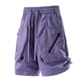 Short cargo lilas avec cordon de serrage et grandes poches zippées en tissu léger - M / Violet