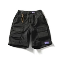 Herren Cargo-Shorts in Schwarz mit praktischen Taschen und orangefarbenem Kordelzug - S / Schwarz