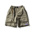 Herren Cargo-Shorts in Olivgrün mit elastischem Bund, Gürtel und großen 3D-Seitentaschen - S / Armeegrün