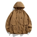 Veste de protection solaire à capuche pour hommes en bronzé foncé avec poches cargo - S / Camel
