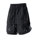 Short cargo noir style urbain techwear avec poches multiples et taille élastique ajustée - M / Noir Crépuscule