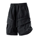 Pantaloncini cargo neri da uomo con vita elastica a coulisse e ampie tasche laterali - M / Nero Crepuscolo