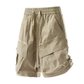 Pantaloncini cargo kaki da uomo con coulisse elastica in vita e multitasche su sfondo bianco - M / Cachi