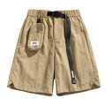 Pantalones cortos cargo techwear caqui para hombre con cinturón de cierre rápido - M / Caqui