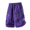Pantaloncini cargo uomo viola scuro con tasche utility e vita elastica con coulisse - M / Viola Selvaggio