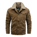 Veste en velours côtelé marron pour hommes avec col en polaire blanche et doublure - M / café