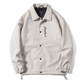 Giacca in ecopelle da uomo con spalle scese color bianco sporco con bottoni e revers - S / Bianco Sporco