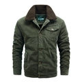 Veste en velours côtelé vert foncé pour homme avec col en polaire et poches à boutons - M / Vert Armée