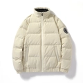 Herren Winter Daunenjacke in Creme mit winddichtem Stehkragen und Reißverschlusstaschen - M / Khaki