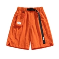 Wasserabweisende orangefarbene Cargo-Shorts mit schwarzem Gürtel und kleiner Tasche - M / Orange