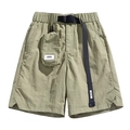 Wasserabweisende Cargo-Shorts in Olivgrün mit verstellbarem Gürtel und kleiner Tasche - M / Graugrün
