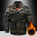 Men's olive green tactical flight jacket with warm fleece lining and military patches - M / Army Green (Fleece Lined)