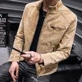 Chaqueta vintage de pana amarillo jengibre para hombre con cremallera frontal y bolsillo - M / Amarillo Tierra