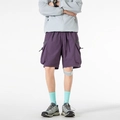 Pantalones cortos cargo hombre morado oscuro en tejido fresco de secado rápido con cordón - M / Púrpura Salvaje