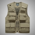 Men's multi-pocket outdoor utility vest in khaki with breathable mesh lining - S / Khaki