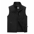 Chaleco negro de exterior para hombre con bolsillos funcionales y forro de malla transpirable - M / Negro