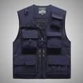 Navy blue multi-pocket tactical vest for outdoor fishing with breathable mesh lining - Navy Blue