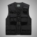 Men's lightweight multi-pocket outdoor utility vest with breathable mesh back and durable fabric - S / Black