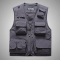 Men's dark grey outdoor utility vest with multiple functional pockets and breathable mesh - S / Gray