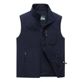 Chaleco deportivo azul oscuro para hombre con forro de malla y cuello alto con cremallera - M / Azul oscuro