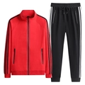 Survêtement homme grande taille avec veste rouge à col montant et pantalon à rayures - L / Rouge