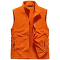 Men's bright orange polar fleece vest with stand collar and sport outdoor logo - M / Orange Red