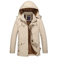 Parka da uomo kaki con cappuccio e calda fodera in pile sherpa per l'inverno freddo - M / Cachi