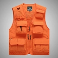 Men's outdoor breathable multi-pocket tactical vest in vibrant orange nylon - Orange Red